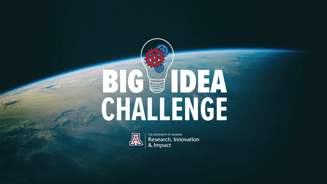 Big Idea Challenge text and lightbulb logo over a dramatic view of Earth from Space
