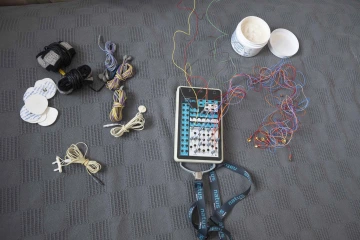 Sleep research sensors and devices arranged on a bed